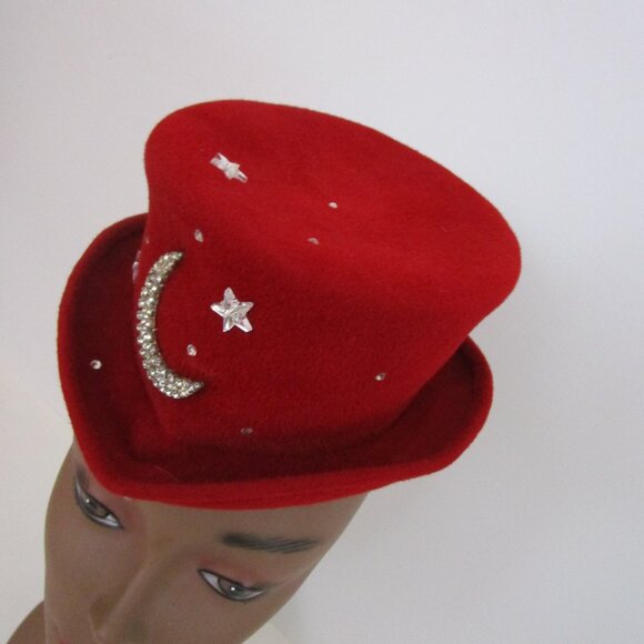 Rhinestone Stars Moon Felt Mini Top Hat Art Deco Derby Church main image 9